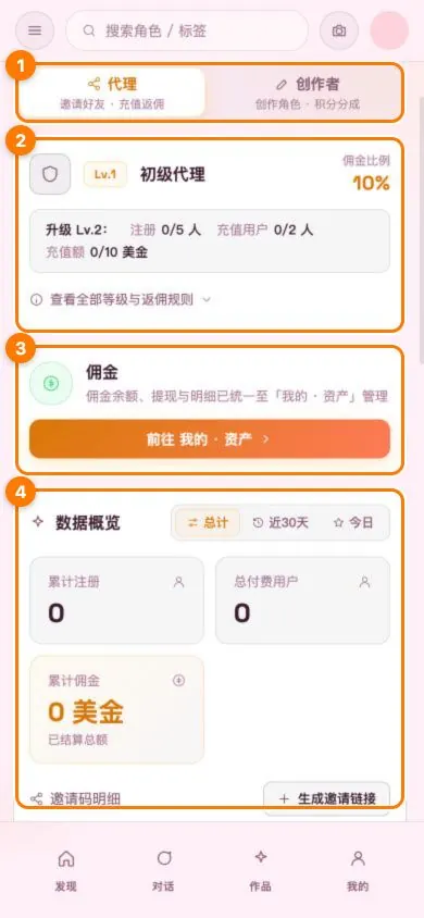 移动版赚钱页面总览